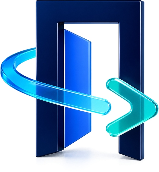 Boomerang Pass logo — a blue door with a boomerang sweeping around it.