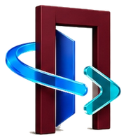 Boomerang Pass logo — a blue door with a maroon return arc.
