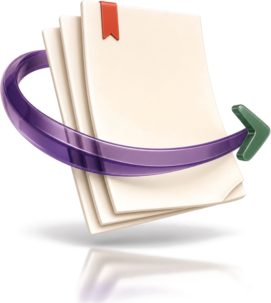 Boomerang Projects logo — a stack of folders with a red bookmark and a purple boomerang sweeping around them.